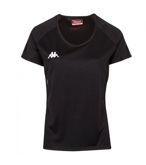 camiseta-padel-mujer-manga-corta-negra-modelo-fania-kappa-equipacion-padel-mujer