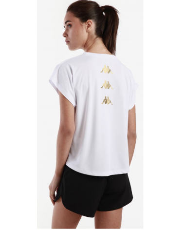 camiseta-padel-mujer-blanca-corta-ancha-regular-fit-kappa-pádel-modelo-dire